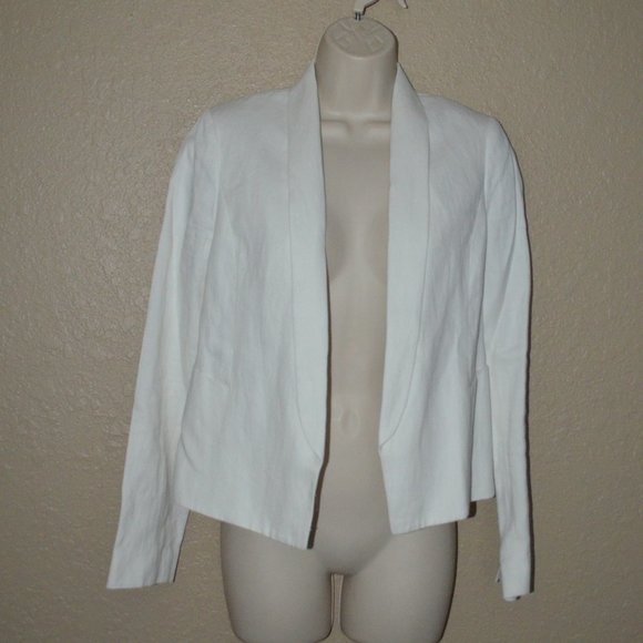 Sz 4 Vince White Linen Blend Lined Summer Blazer - Picture 1 of 6